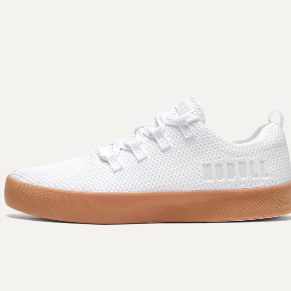 NOBULL White Mesh Sneakers with Tan Sole